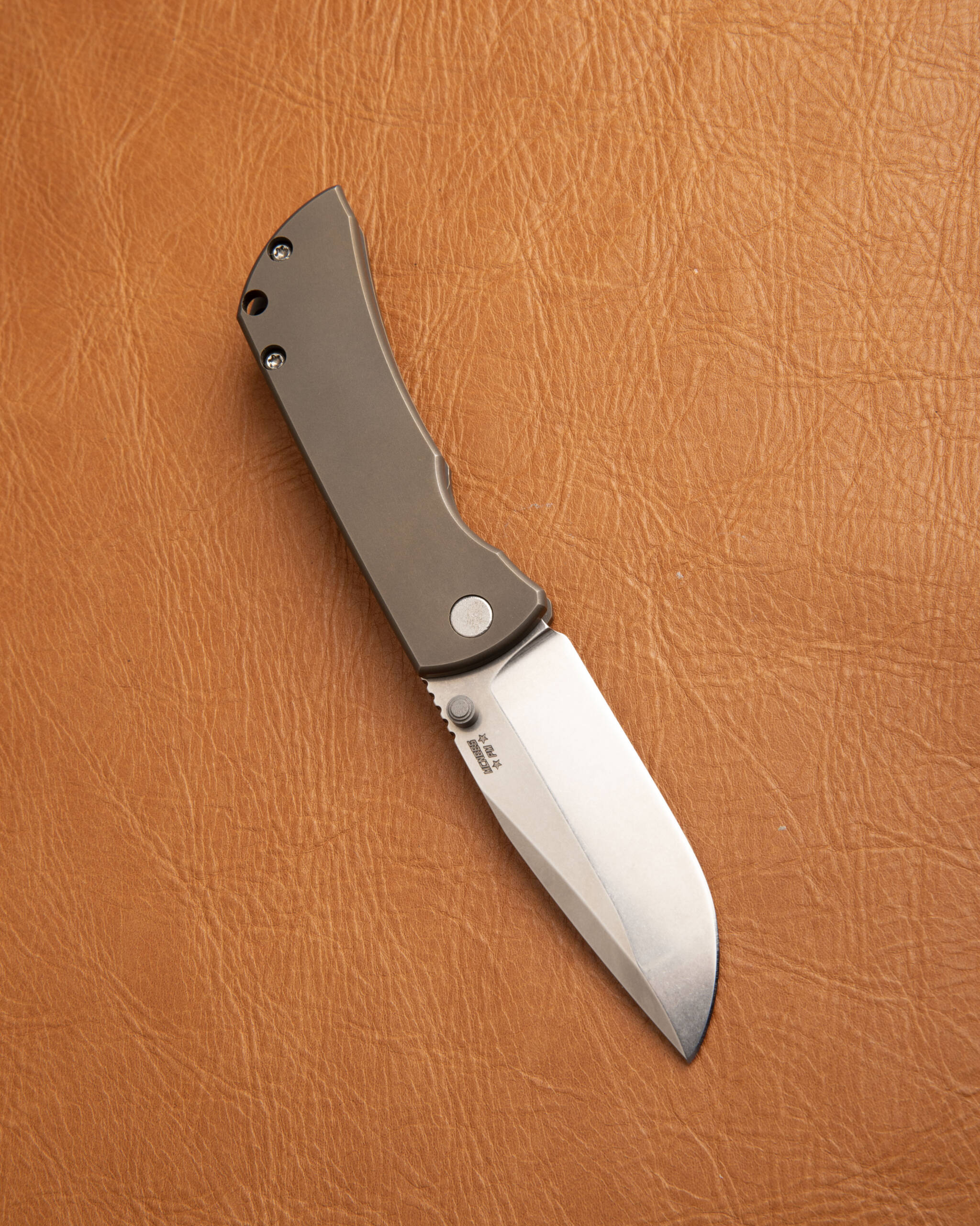 MCNEES Custom Knives MAC 2 / Satin Stonewashed Blade / Bronze Ano Handle - Image 5
