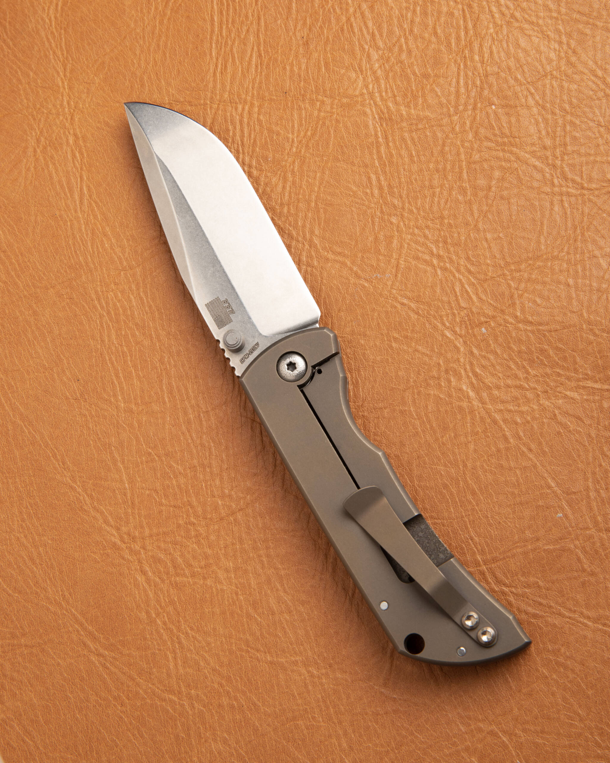 MCNEES Custom Knives MAC 2 / Satin Stonewashed Blade / Bronze Ano Handle - Image 7