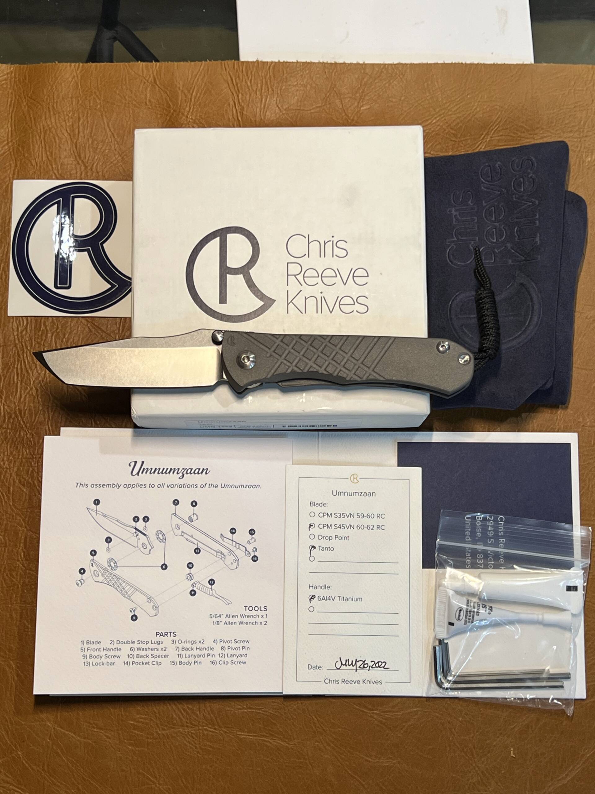 Chris Reeve Knives Umnumzaan Tanto – UMN-1002 (CPM S45VN, Titanium) - Image 12