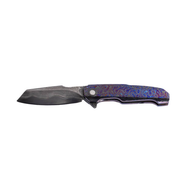 Anton van der Westhuizen Naked Full Drop Custom Knife – Timascus Skyline Blade with Gibeon Meteorite Inlays